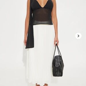 Pleated Chiffon Midi Skirt - Off White